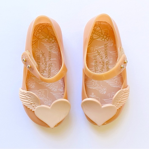 MINI MELISSA VIVIENNE WESTWOOD ANGLOMANIA pink heart wing jelly shoes - Picture 2 of 10